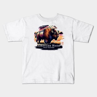 American Bison - WILD NATURE - BISON -12 Kids T-Shirt